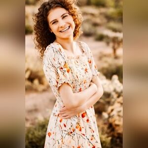 Baltic Born Cream Maxi Dress with Orange Floral Print